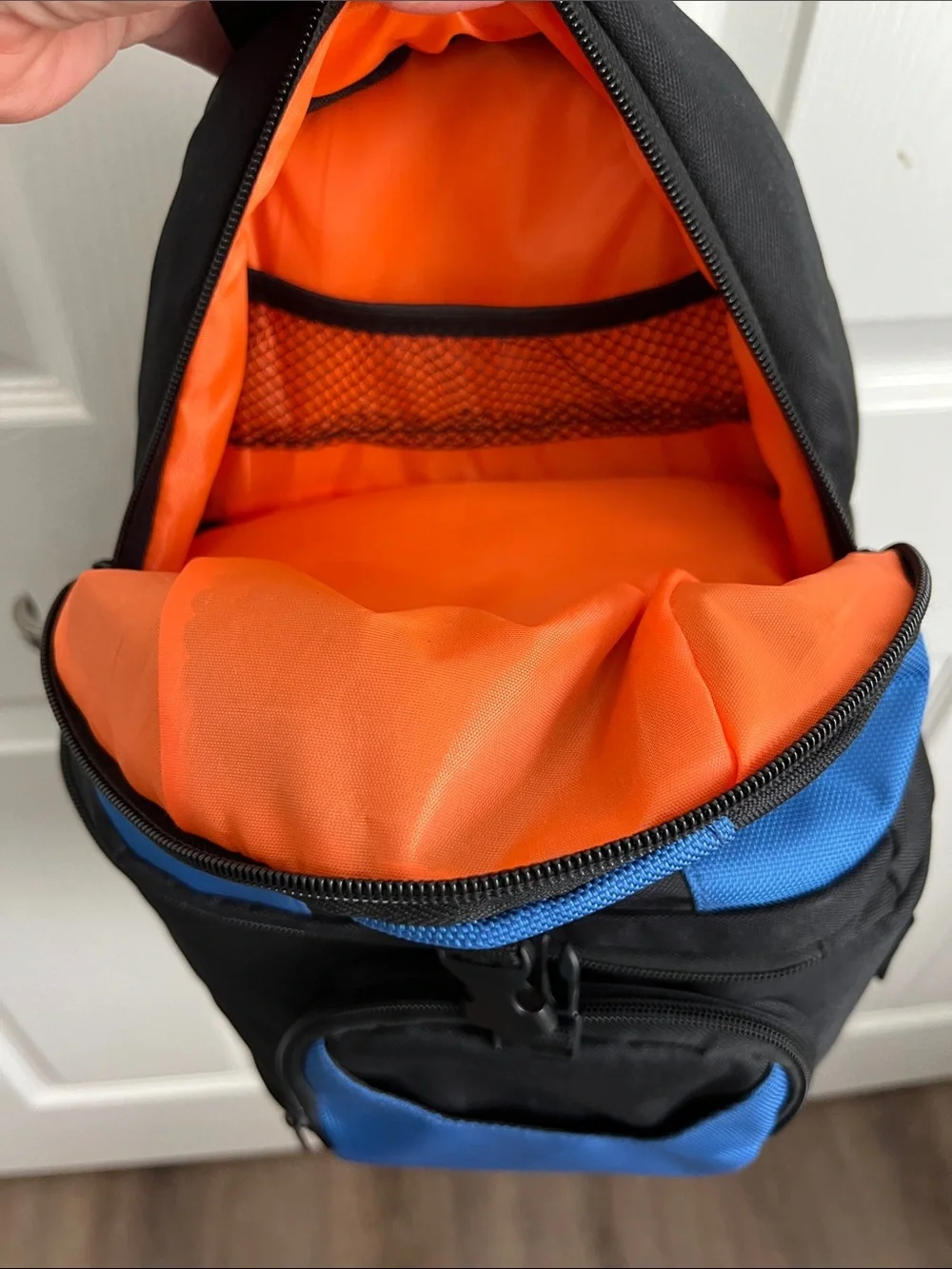 Men's Blue and Black Travel Backpack